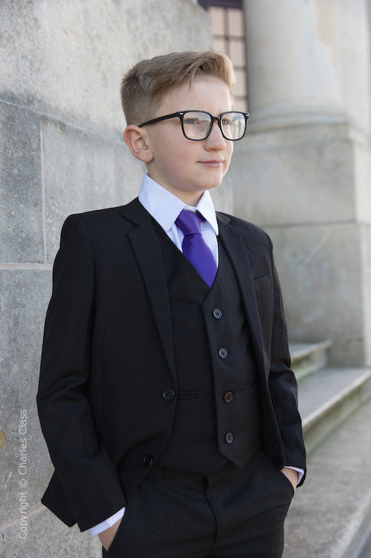 black tuxedo purple tie