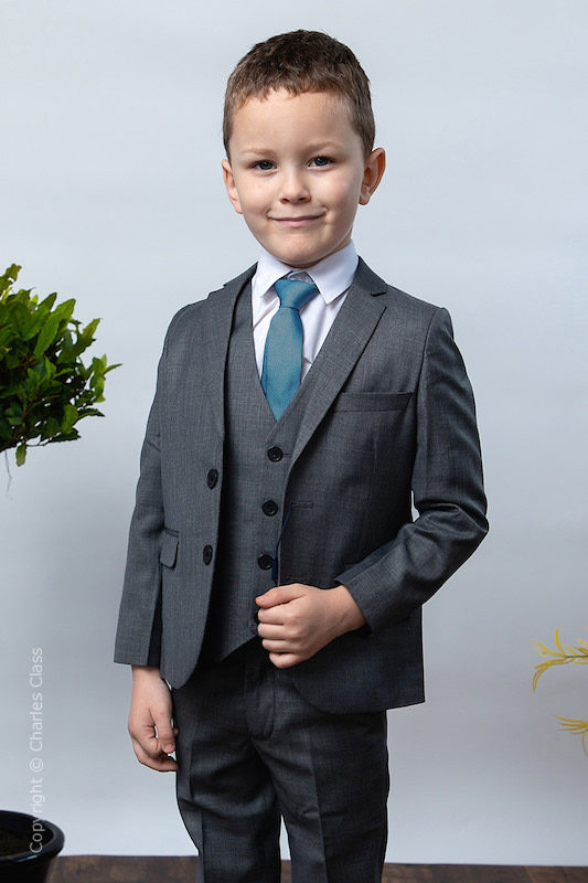 Boys Mid Grey Tailored Fit Jacket Suit - Jacob
