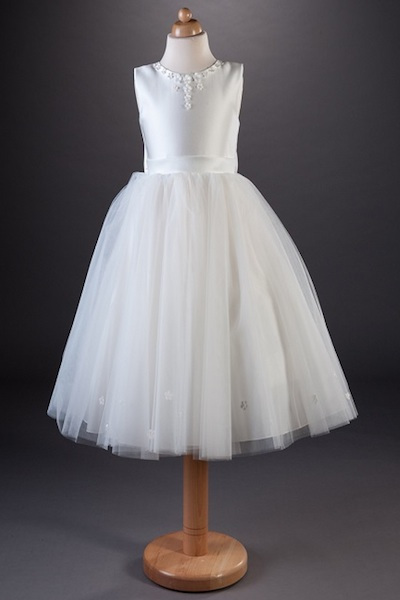 Busy B's Bridals Daisy Satin Bow Tulle Dress - Tiffany