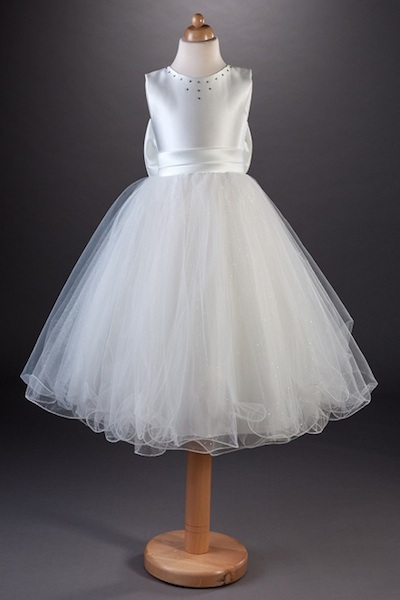 Busy B's Bridals Glitter Tulle Crystal Bow Dress - Tinkerbell