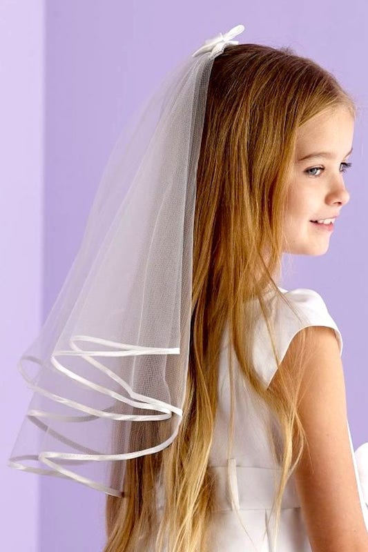 Peridot Girls White Holy Communion Veil:- Zara