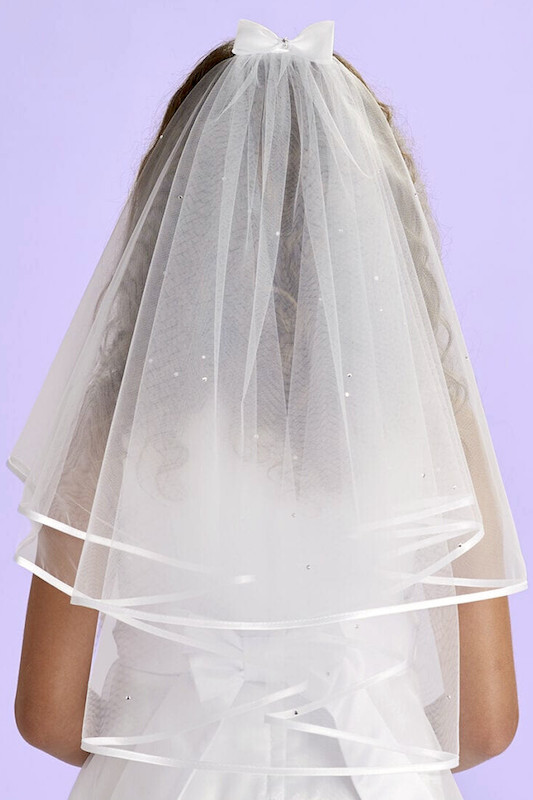 Peridot Girls White Holy Communion Veil:- Betty main image 1