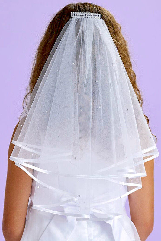 Peridot Girls White Communion Head Band:- Rosalyn