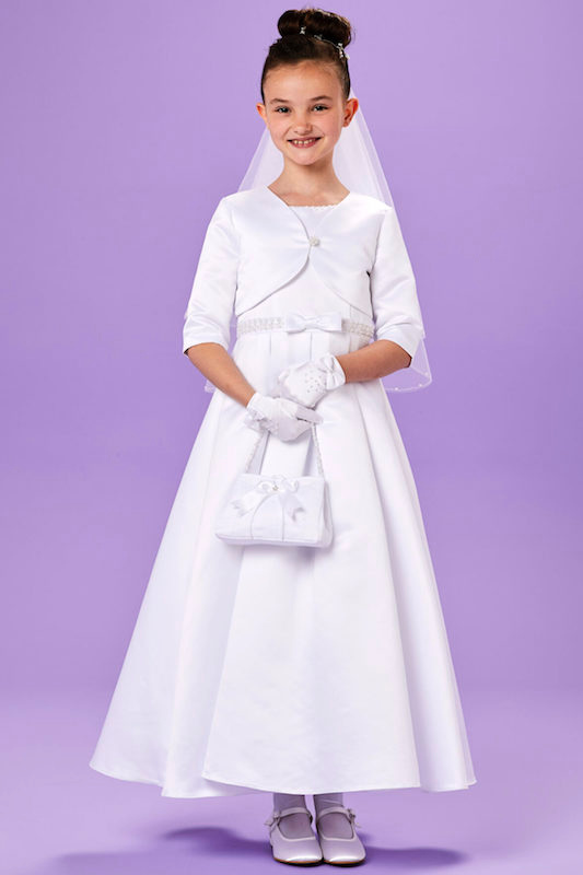 SALE COMMUNION DRESS Peridot Girls White Communion Dress:- Neve Age 9 & 10 main image 1