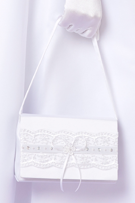 Peridot Girls White Lace Satin Bag - Style Violet