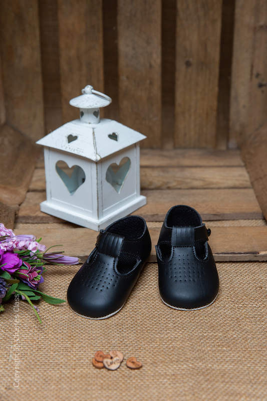Baby Boys Black Matt T Bar Shoes by Baypods Baby Wedding Shoes