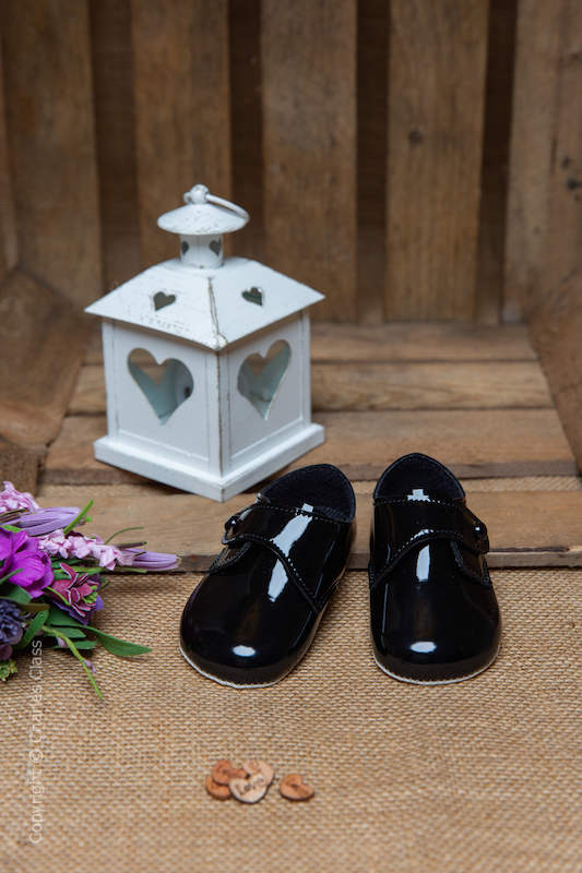 Baby Boys Black Patent Button Shoes by Baypods Baby Wedding Shoes