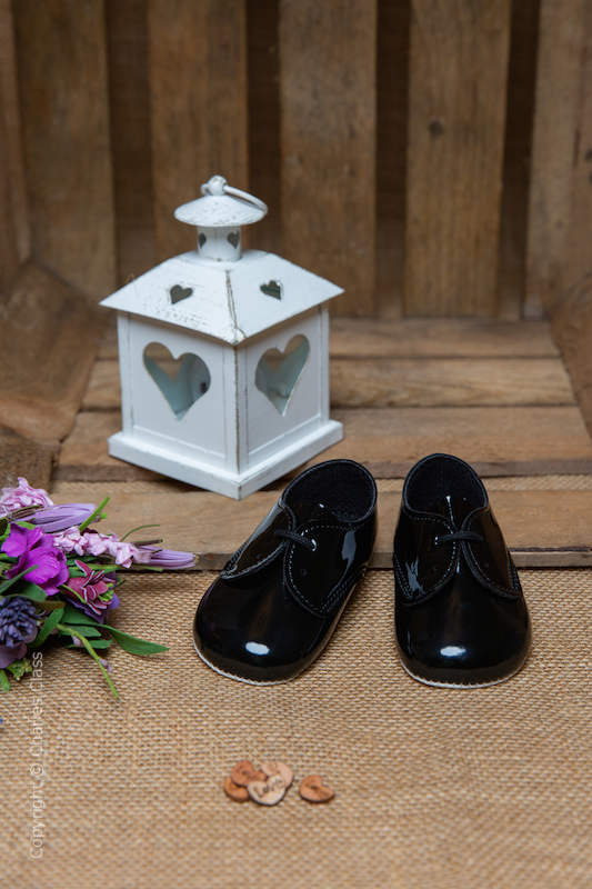 Baby Boys Black Patent Lace Up Shoes by Baypods Baby Wedding Shoes