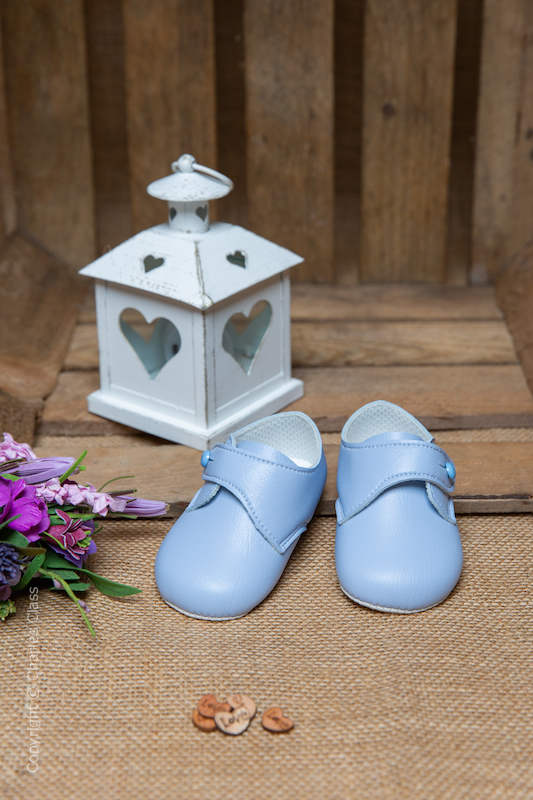 Baby Boys Blue Matt Button Shoes by Baypods Baby Wedding Shoes