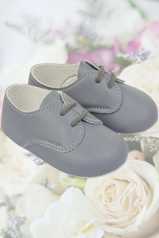 Baby Boys Grey Matt Lace Up Shoes by Baypods Baby Wedding Shoes