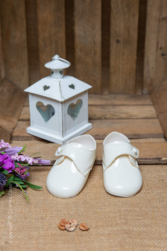 Baby Boys Ivory Patent Button Shoes by Baypods Baby Wedding Shoes