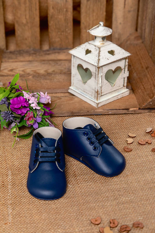 Baby Boys Navy Matt Lace Up Boots Baby Wedding Boot Style Shoes