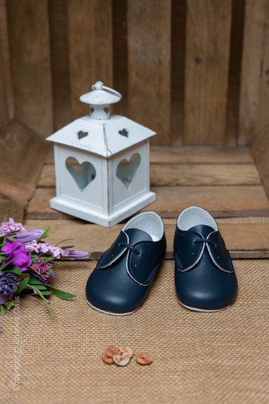Baby Boys Navy Matt Lace Up Shoes by Baypods Baby Wedding Shoes