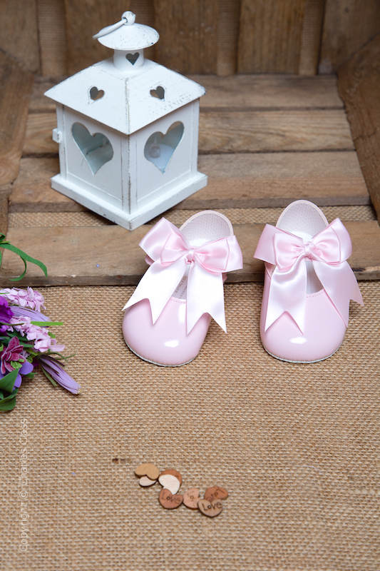Baby Girls Pink Large Bow Patent Shoes by Baypods