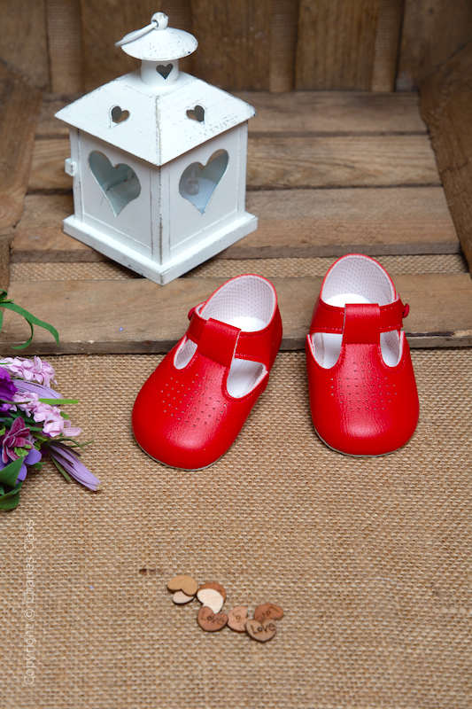 Baby Girls Red Matt T Bar Shoes by Baypods Flower Girl Shoes