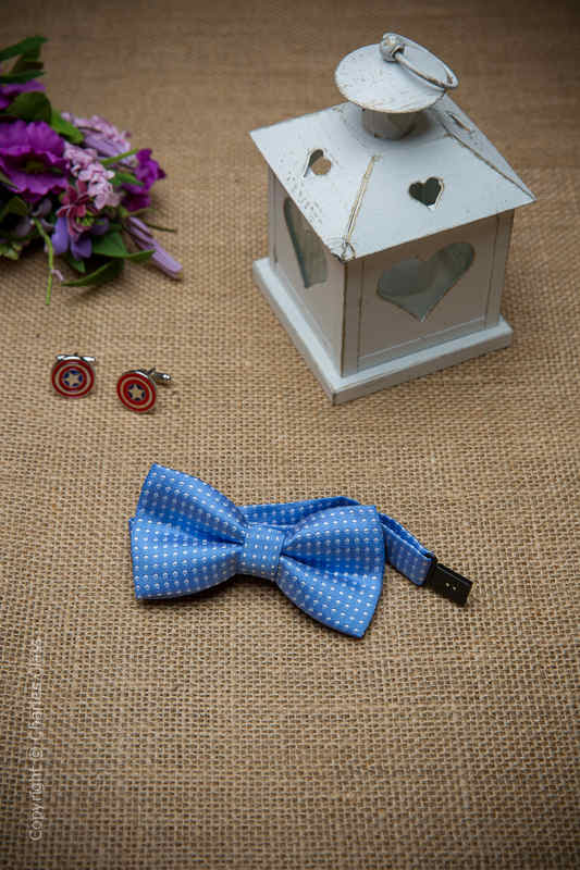 Boys Blue Polka Dot Adjustable Satin Dickie Bow | Charles Class