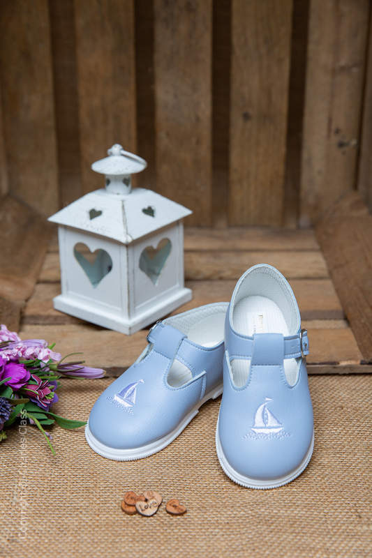 Boys Sky Blue & White Yacht T Bar Shoes by Baypods