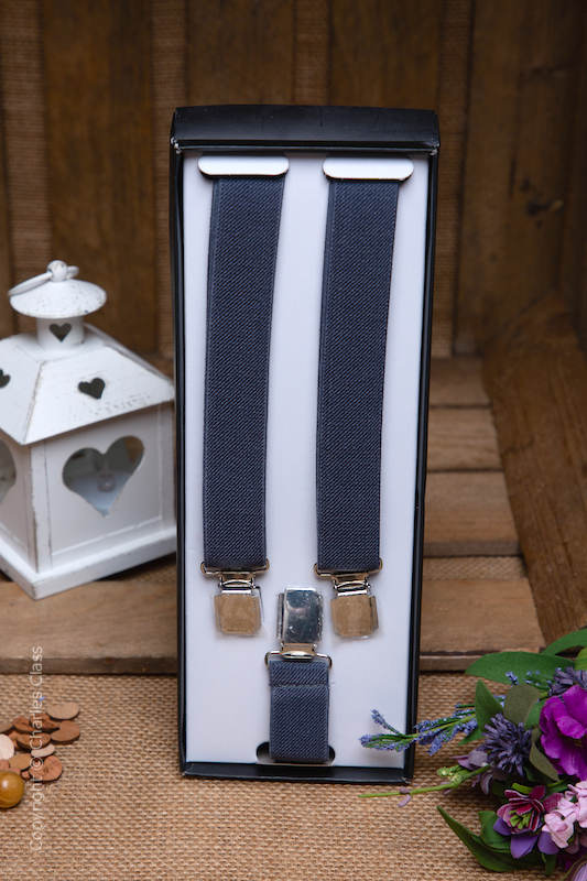 Boys Dark Grey Formal Adjustable Braces in Gift Box