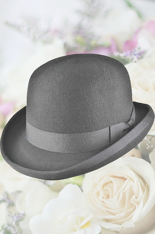 Boys Grey Formal 100% Wool Bowler Hat