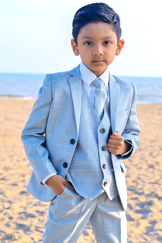 Boys Light Blue Tailored Fit Jacket Suit Boys Blue Wedding Suit