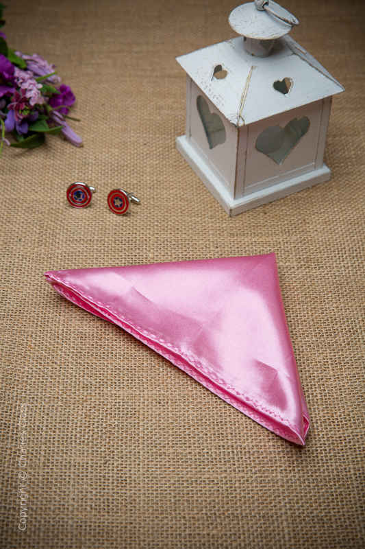 Boys Light Pink Solid Satin Pocket Square