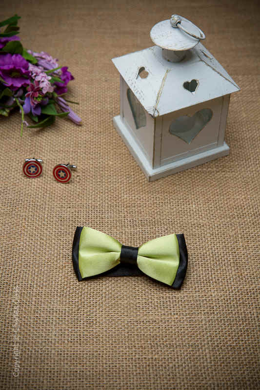 Boys Lime Two Tone Adjustable Satin Dickie Bow