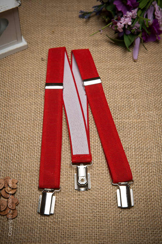 Boys Red Formal Adjustable & Elasticated Braces