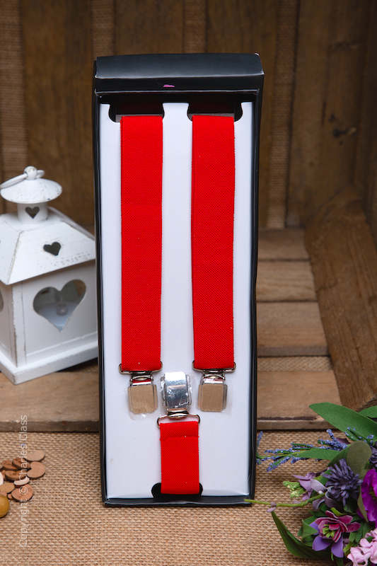 Boys Red Formal Adjustable Braces in Gift Box