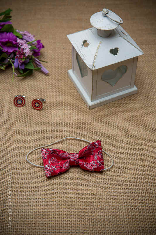 Boys Red Paisley Elasticated Satin Dickie Bow