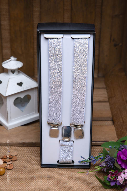Boys Silver Sparkle Adjustable Braces in Gift Box