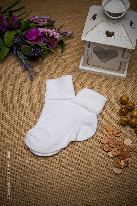 Boys White Plain Cotton Wedding Socks