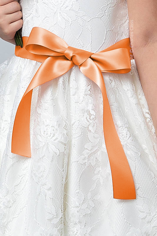 Apricot Flower Girl Sash | Girls Satin Dress Sash | Charles Class