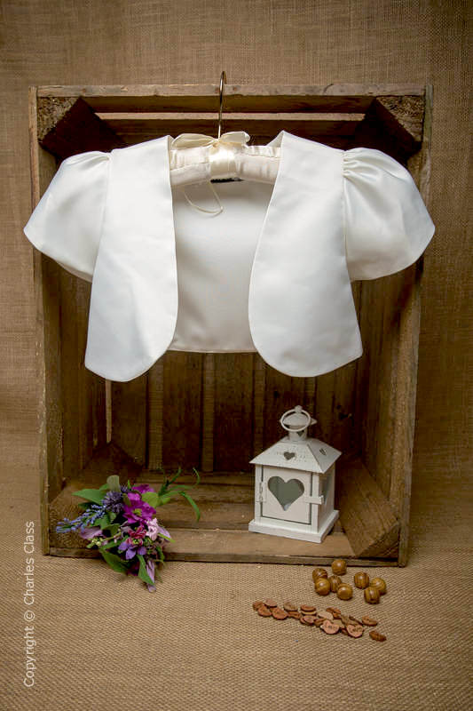 Girls Ivory Short Sleeve Bolero Jacket Ivory Flower Girl Bolero