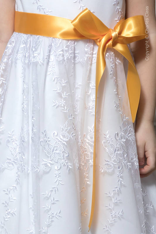 Marigold Flower Girl Sash | Girls Marigold Sash | Charles Class