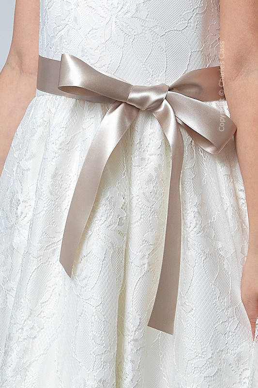 Mink Taupe Flower Girl Sash | Girls Dress Sash | Charles Class
