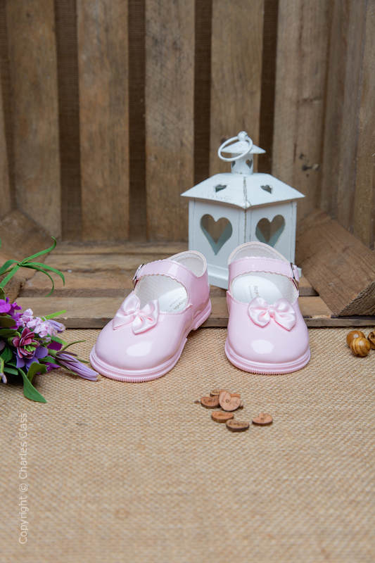 Girls Pink Bow Patent Shoes by Baypods