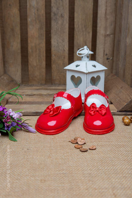 Girls Red Bow Patent Shoes by Baypods
