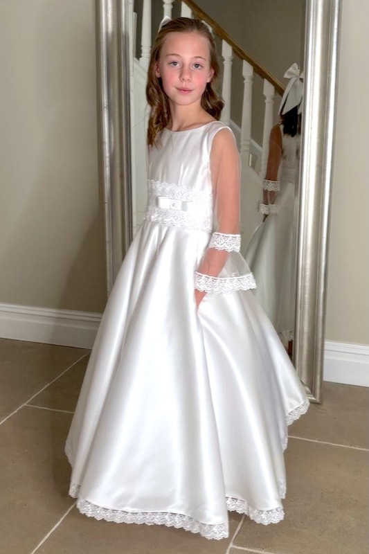 SALE COMMUNION DRESS Celebrations Girls White Communion Dress:- Willow Age 9
