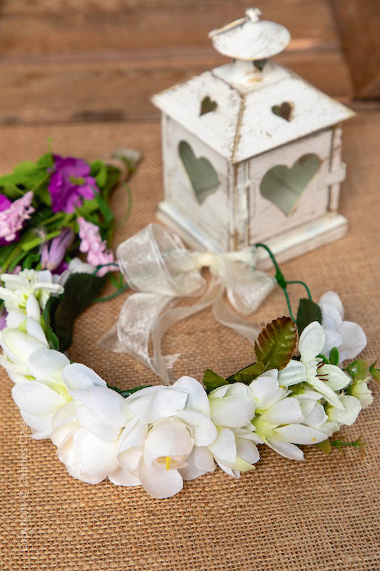 Peridot Ivory Flower Girl Hair Wreath - Style May