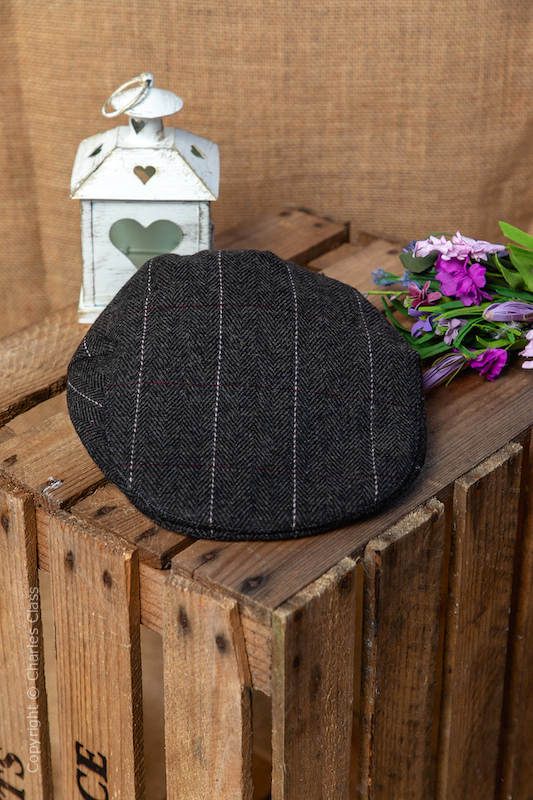 Younger Boys Brown Tweed Check Flat Cap
