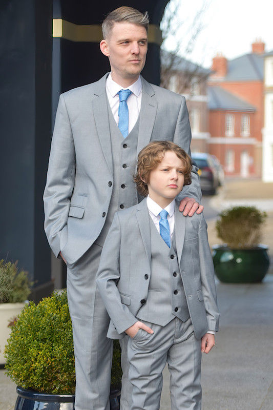 Matching Father Son Light Grey Wedding Suit Slim Fit Wedding Suit