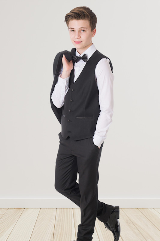 Father and son Black  Peak Lapel Matching Suits Black