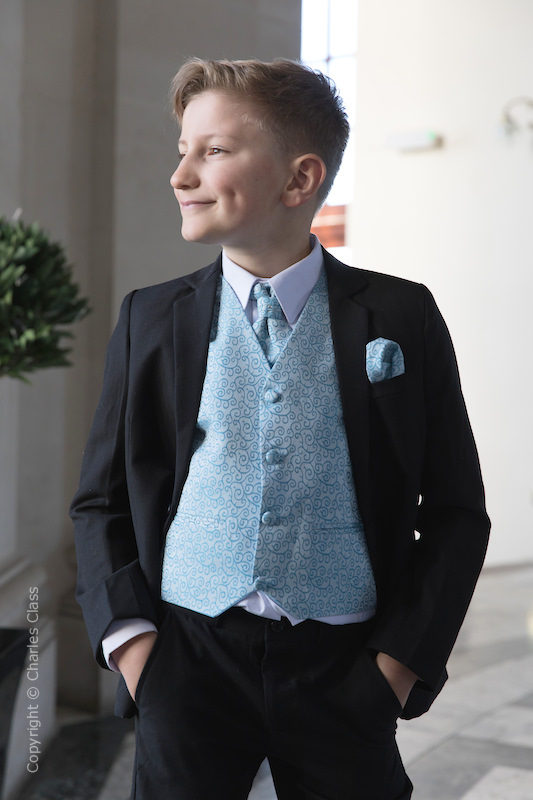 CHICTRY Boys Kid Glitter Floral Formal Waistcoat Suit Vest Tuxedo Wedding Party Outwear 