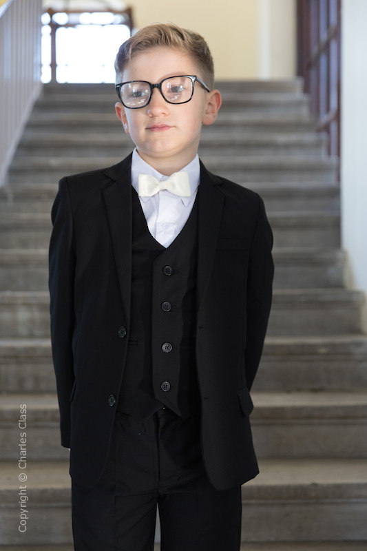 Boys Black Suit with Ivory Dickie Bow - Marcus
