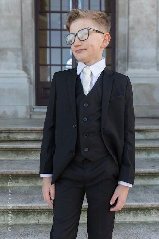 Boys Black Suit with Ivory Tie - Marcus