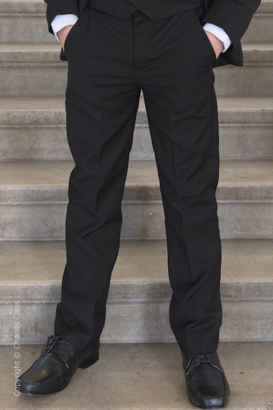 Boys Black Slim Fit Trousers