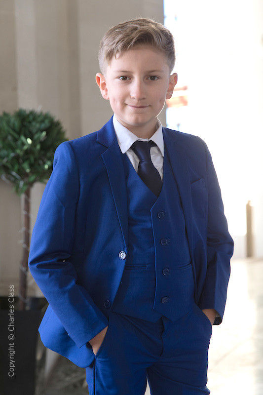 Boys Electric Blue Suit with Navy Tie - Barclay