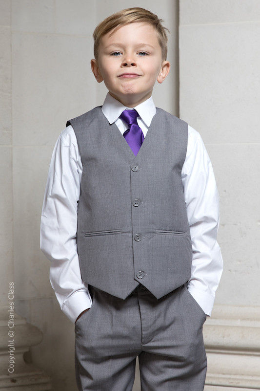 lilac tie with grey suit