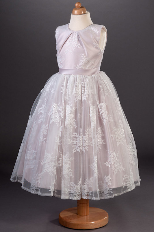 Busy B's Bridals Pleated Coloured Satin & Lace Dress - Franny