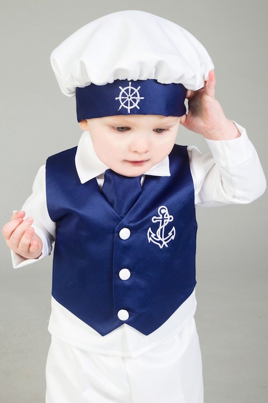 Baby Boys Navy with White Nautical Wedding Suit - Caspian